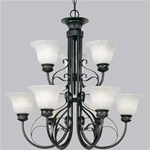 Renaissance Gilded Iron Nine Light Chandelier by Progress Lighting