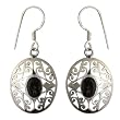 Sterling Silver Smokey Quartz Gemstone Jeweley Dangle-Earrings 1.55 inches