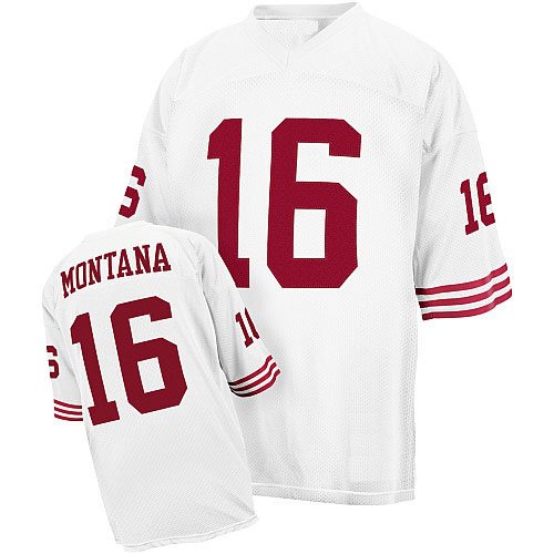 San Francisco 49ers #16 Joe Montana Throwback White NFL Jerseys Authentic Football Jersey Size 48-56 (Please Select the Size When You Order, Can Do Drop Shipping)