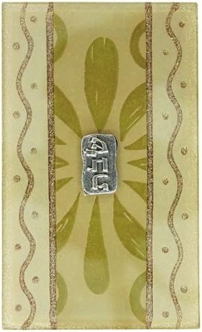 Lily Art Glass Appliquéd Large Matchbox Holder in Pearl/Gold with Match Box