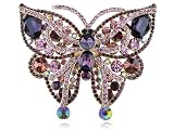 Vintage Inspired Amethyst Crystal Rhinestone Large Moth Butterfly Pin Brooch