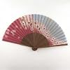 Japanese Silk Handheld Fan, Pink and Grey Small Flowers HF87