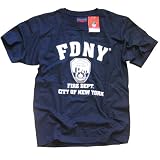 FDNY T-SHIRT, Officially Licensed Crewneck New York Fire Department Athletic Tee, Navy