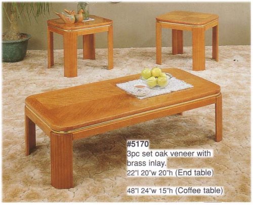 BEAUTIFUL OAK VENEER 3 PC COFFEE TABLE SET