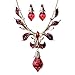 QIYUN.Z Royal Baroque Flower Floral Enamel Oval Drop Pendant Bib Earrings Necklace Set