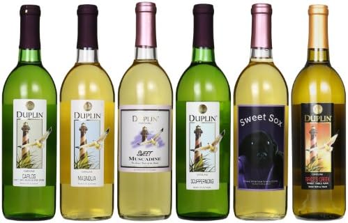 Duplin Winery Six White: Carlos, Magnolia, Scuppernong, Brice's Creek, Sweet, Sweet Sox Mixed Pack 6 x 750 mL