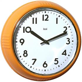 Bai Design BAI.740.OR Too Cool for School Retro Modern Wall Clock in Orange