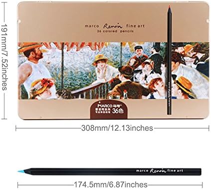 Bayam Fine Art Black Wood Artist Grade Colored Drawing Pencils / Professional Colored Pencils Set Metal Tin (36 Color)