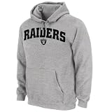 Oakland Raiders Grey Classic Arched Mascot Embroidered Hooded Sweatshirt