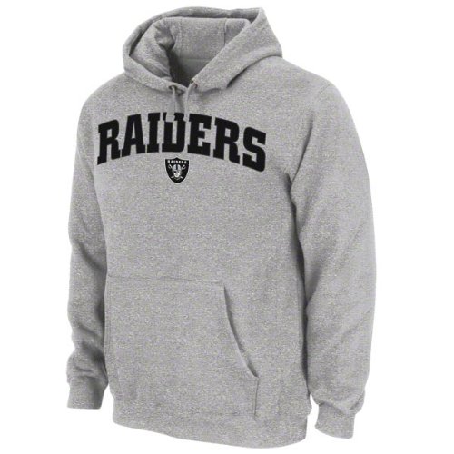 Oakland Raiders Grey Classic Arched Mascot Embroidered Hooded Sweatshirt