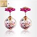 Double Sided Fashion Pearl Round Hollow Ball Earrings, Candy Colored Earrings (Hot Pink)