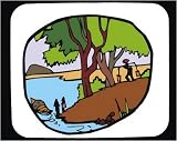 Mouse Pad with man, water, carrying, tree, boat, lake, Asia, river, landscape