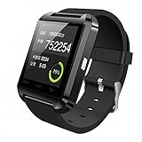 HopCentury Bluetooth Smart Watch for Android Cellphones - Barometer Altimeter Pedometer Functions - Answer Calls Take Photos Read Texts and More - Partial Functionality with iPhone Devices (Black)