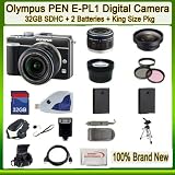 Olympus PEN E-pl1 Digital Camera (Black) with Olympus 14-42mm Micro Four Thirds Lens + Best Value 32GB, Deluxe Carrying Case, Batteries, Lens & Flash Complete Accessories Package