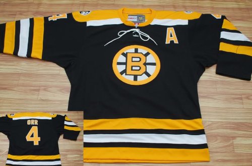 EDGE Boston Bruins Authentic NHL Jerseys Bobby Orr Home Black Hockey Jersey (52/XL)