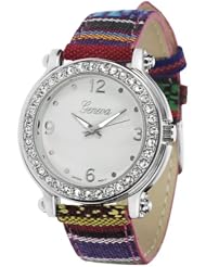 Geneva Platinum Womens Printed Rhinestone Accent Watch