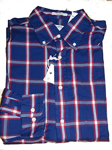 Men's L Gant Windblown Oxford Blue and Red Plaid Shirt The Higger
