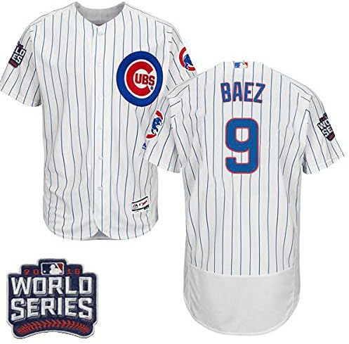 jc_Cubs Mens Javier_Baez 9# Jersey White Chicago Flex Base player World Series Baseball M