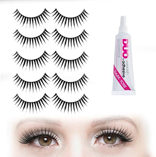 FLARE LOWER False Eyelashes - 5 Pair Set with DUO Dark Eyelash Adhesive | Strip Falsies for Your Ultimate Eye Makeup Look. Lightweight & comfortable to wear