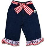 Baby Girl Cherries 'n Checks Jeans by Frogs Frills and Daffodils