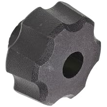 DimcoGray Black Thermoplastic Fluted Torque Knob Female, Thru Hole Brass Insert: 5/16-18" Thread x 5/8" Depth, 1-1/2" Diameter x 1" Height x 3/4" Hub Diameter x 3/8 Hub Length (Pack of 10)