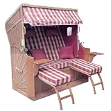 BRUBAKER Familien XXL Strandkorb R&Atilde;&frac14;gen Dreisitzer ca. 160 cm x 80 cm x 160 cm in Rot-Wei&Atilde;� aus  ...
