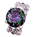 YAZILIND Women's Ring with Round Cut Big Stone Rainbow Purple Cubic Zirconia CZ Silver Plated US Size