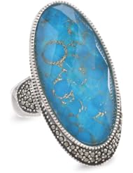 Judith Jack "Its Time" Sterling Silver, Marcasite and Turquoise Oval Ring