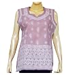 Lady Shirt Cotton Long Sleeve Top Blouse Chikan Embroidery Size M (ctop469)