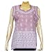 Lady Shirt Cotton Long Sleeve Top Blouse Chikan Embroidery Size M (ctop469)