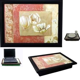 Floral Damask Lap Desk for Meals or Laptop Computer - Deluxe Bean Bag Cushion Lap Tray - Other Designs Available