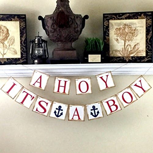 Ahoy Its A Boy Banner, Oh Boy Banner, Nautical Theme Baby Shower, It's a Boy, Boy Baby Shower, Blue Anchor Banner, Nursery Decoration