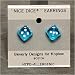 10mm Dice Post Earrings, Translucent Turquoise w/White