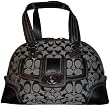 Women's Coach Purse Handbag Hampton Signature Zip Satchell Black White/Black