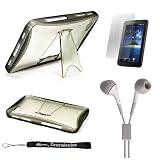 Grey Cradle Kickstand Protective High Quality Stand Alone Hard Shell TPU Skin Cover Case for Samsung Galaxy Tab Tablet + Includes a Durable Screen Protector + Includes a Crystal Clear High Quality HD Noise Filter Ear Buds