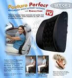 POSTURE PERFECT MASSAGING BACK SUPPORT CUSHION WITH MEMORY FOAM. YOUR SEAT SOLUTION (Set of 2)