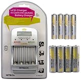 Hitech- Super Fast Charger & 4 AA and 4 AAA Rechargeable Batteries for Kids' Electronics Learning System.