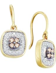 14K Yellow Gold 0.33CT Brown Diamond Cushion Fashion Earrings