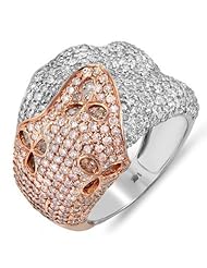 4.80 Carat (ctw) 14k Rose Gold White & Champagne Round Diamond Ladies Cocktail Ring