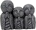 Eastern Enlightenment Jizo Monks Smiling and Praying Statue, 3 Inch Dark Grey Desk and Shelf Decoration