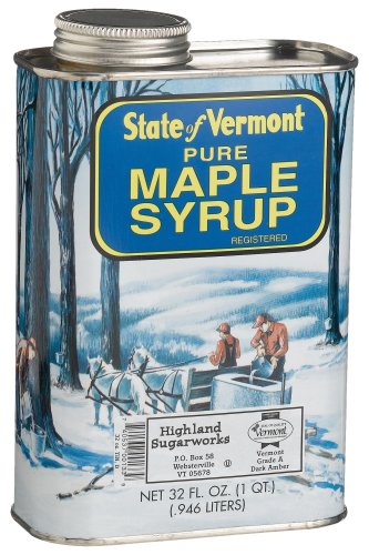 Highland Sugarworks 100% Pure Grade A Dark Maple Syrup, 32-Ounce Tin