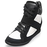 MQ23 Damen sportliche Wedge Stiefeletten - Turnschuhe mit Keilabsatz MQ1298 Black Gr. 37