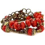 Sparkling Sage Boho Coral Color Beaded and Cha