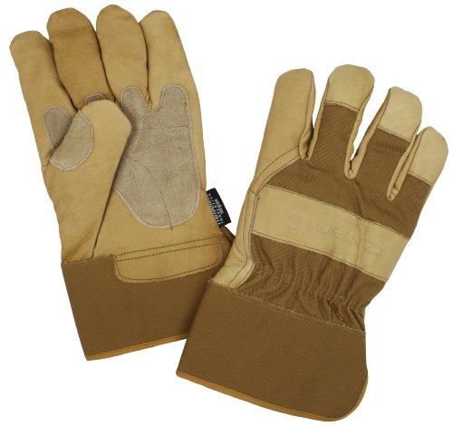 Carhartt Men's Insulated Grain Leather Work Glove with Safety Cuff, Brown, Large On Sale