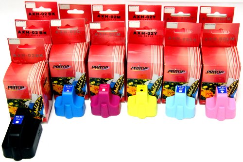 13PK Set Replacement HP 02 (C8721WN & C8771WN & C8772WN & C8773WN & C8774WN & C8775WN) Black & Cyan & Magenta & Yellow & Light Cyan & Light Magenta Ink Cartridges for HP All-in-One Printers Photosmart 3110 3210 Series 3310 Series C5180 C6150 On Sale