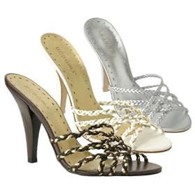 BCBG BCBGirls Aser Silver Woven Lam Metallic Sandal Shoe