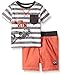Calvin Klein Baby-Boys Printed Distress Stripes Interlock Top and Woven Shorts, Peach, 6-9 Months
