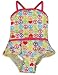 Pink Platinum - Toddler Girls One Piece Peace Swim Suit, White, Multi (Size 4T)