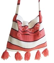 Handmade Artisan Alpaca Natural Fiber Lightweight Tote/Purse - Andean Coral (Women/teens/girls)
