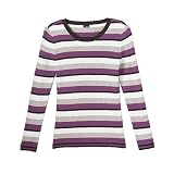 Basic Editions Womens Rib Crewneck Sweater, Small, Warm Stripe